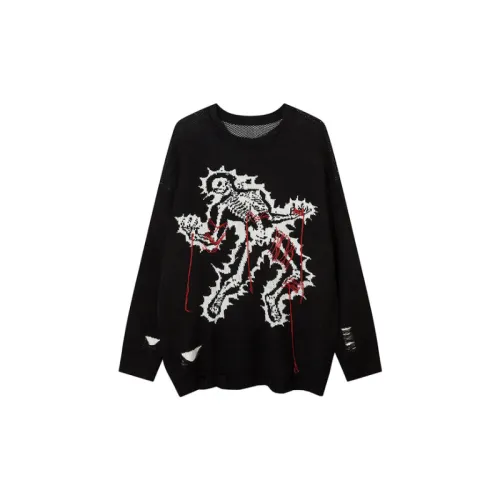 Street Vibe Dark Style Hiphop Skull Rack Knitted Shirt