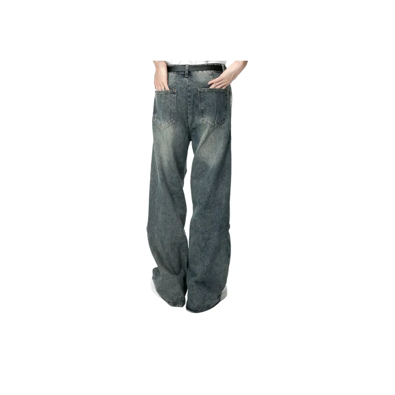 Retro Irregular Split Straight Leg Jeans-2