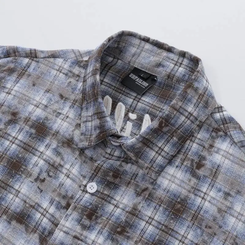 Street Embroidered  Checked Fabric Shirt-2