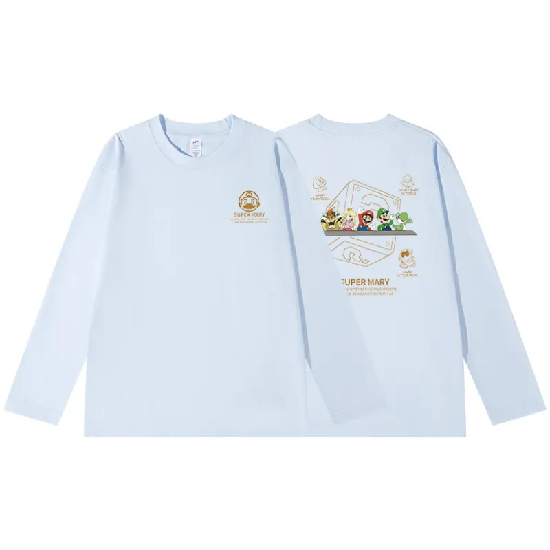 Casual Long Sleeve Combed Cotton T Shirt-7