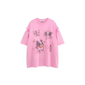 Retro Cute Cotton Blended Fabric T Shirt Unisex