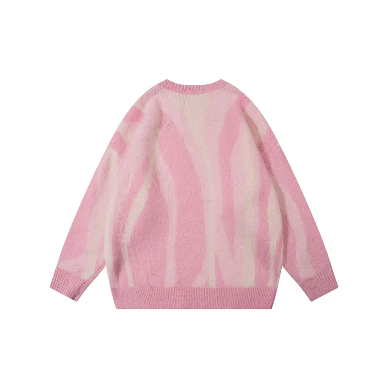 Retro Contrast Color Vertical Stripe Sweater-3