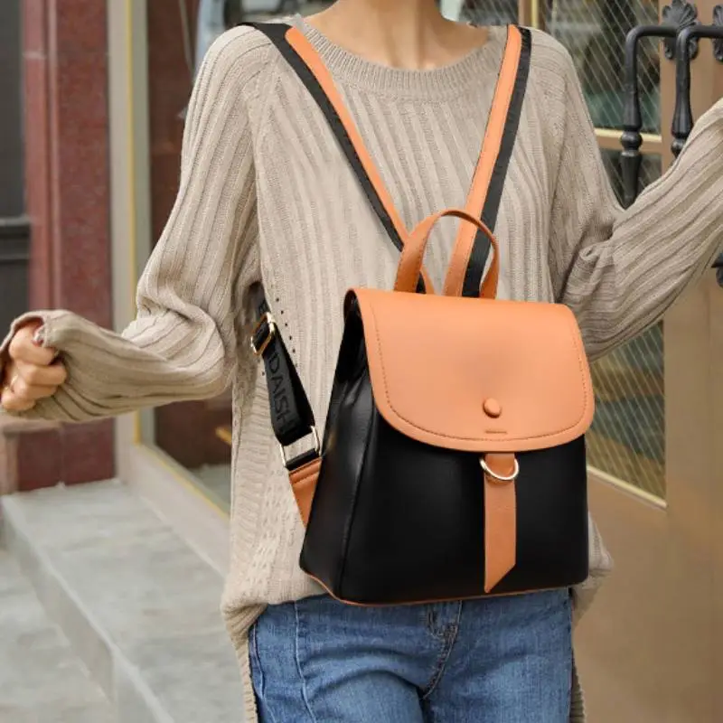 Simple Contrast Color Backpack-7