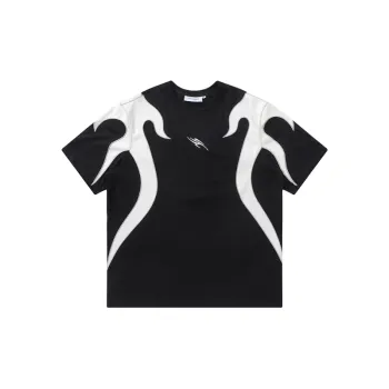 Contrast Embroidered Flame Short sleeved T shirt