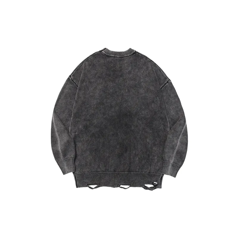 Retro Washed Loose Cotton Sweater-1