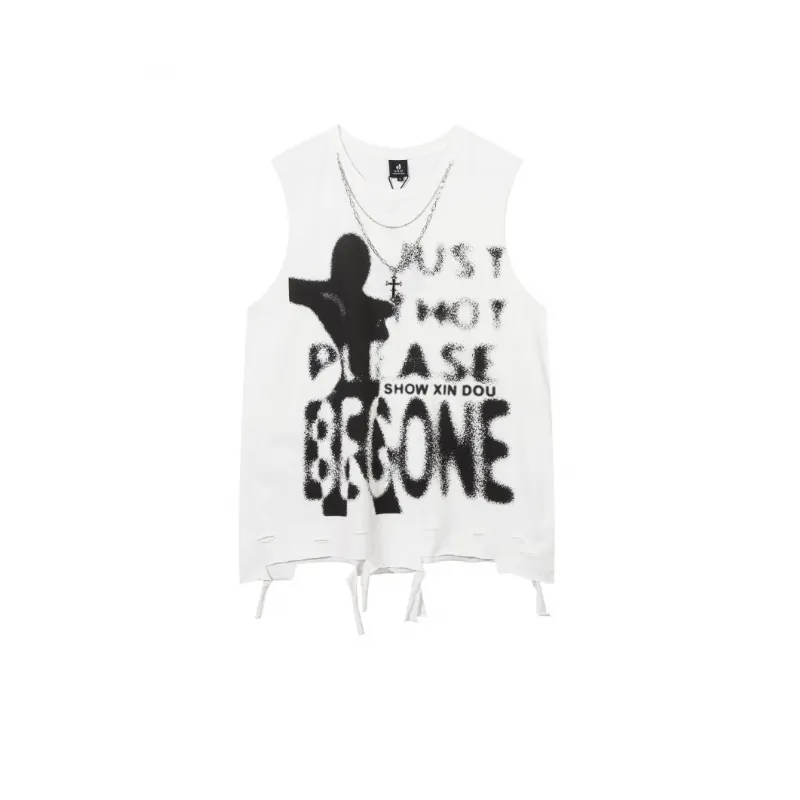 Washed Old Cut Abstract Printed Vest swag OOTD-5