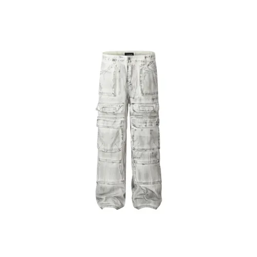 Heavy Loose Multi-Pocket Dirty Design Casual Jeans