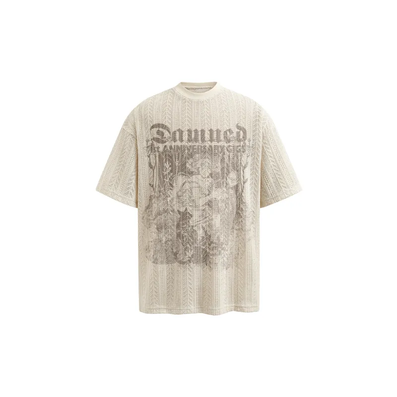 Casual All Over Print Blended Synthetic Fabrics T Shirt-0
