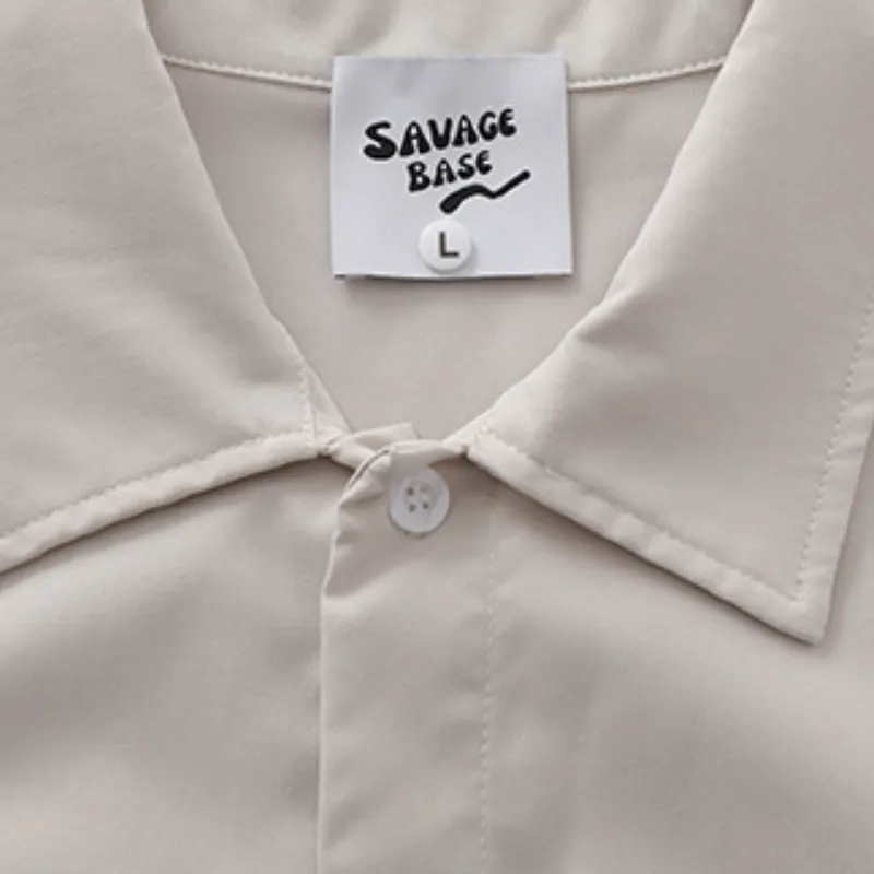 Retro Letter Cool Silk Cotton Shirt-9