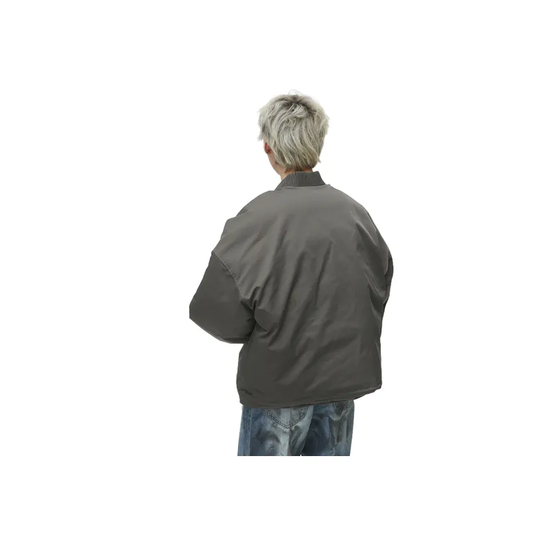 Loose Simple Multi pocket Zipper Cotton padded Coat-6