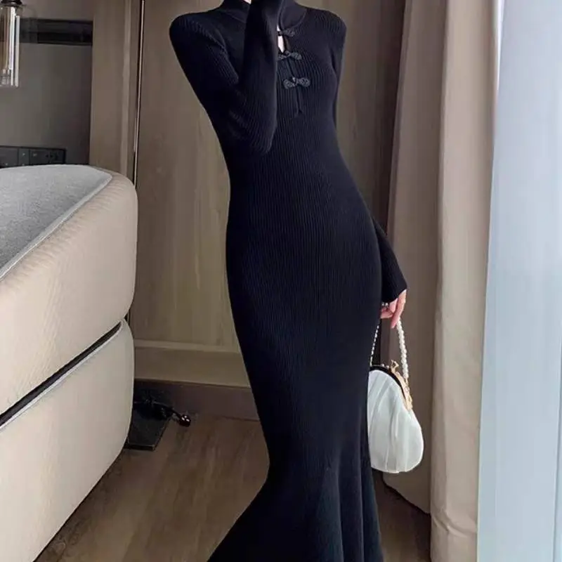 Plain Retro Dress Women-2