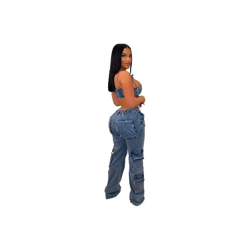 Fashionable Plain Jeans Women-3