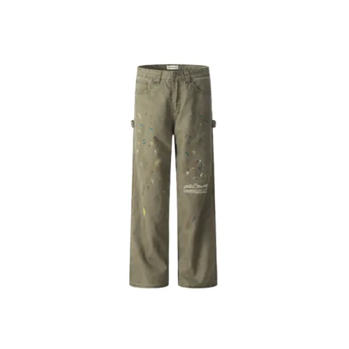 Casual Ink Painting Denim Cargo Pants