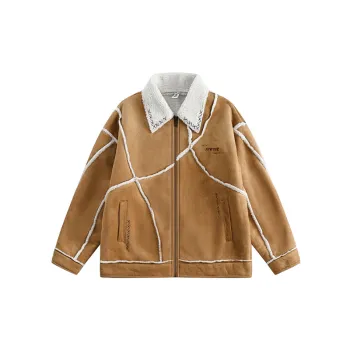 New Stitching Lapel Embroidered Cotton Coat