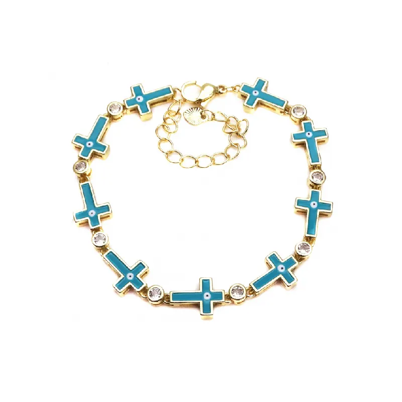 Hip Hop Cross Devil Eye Zircon Bracelet Cubac-0