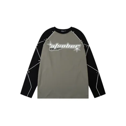 Metal Rivet Decorative Color matching Raglan Sleeve Long sleeve T shirt