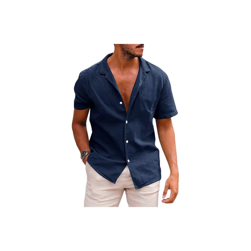 Loose Plain Flax Shirt-0