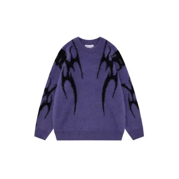 New Style Trendy Brand Contrast Color Pattern Jacquard Imitation Mink Sweater