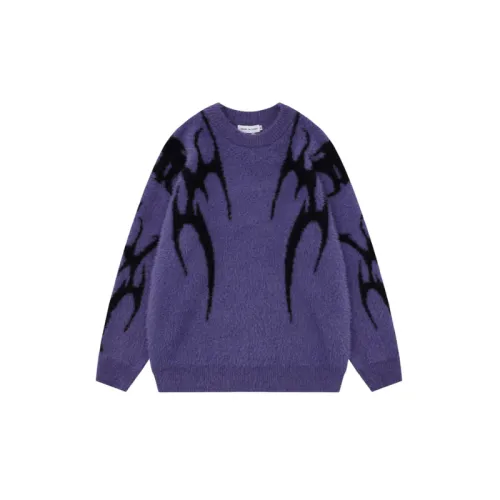 New Style Trendy Brand Contrast Color Pattern Jacquard Imitation Mink Sweater