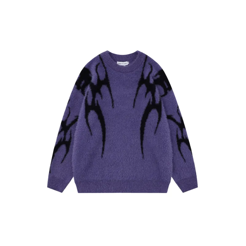 New Style Trendy Brand Contrast Color Pattern Jacquard Imitation Mink Sweater-2