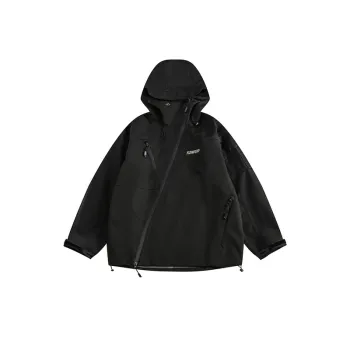 Solid Color Multi Pocket Hooded Waterproof Jacket