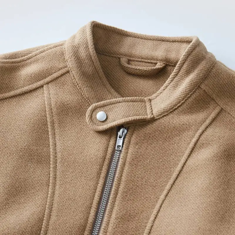 Casual Plain Woolen Fabric Jacket-4