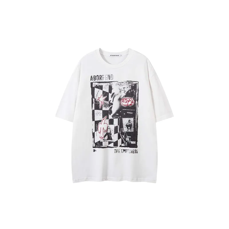 Street Letter Cotton Blended Fabric T Shirt-0
