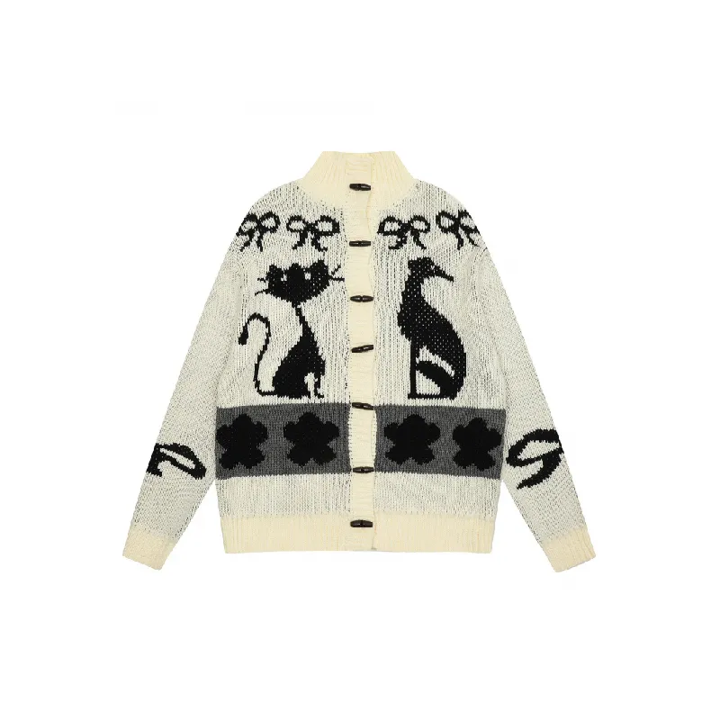 Trendy Bow Loose Cotton Blended Fabric Sweater-0