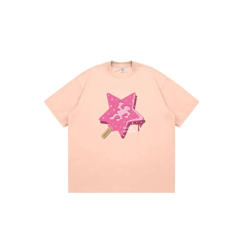 Tide Star Stick Printing Half Sleeve T shirt-0