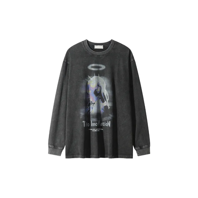 Casual Loose Trendy Cotton Blended Fabric T Shirt-0
