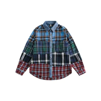 Plaid Patchwork Casual Long Sleeve Shirt