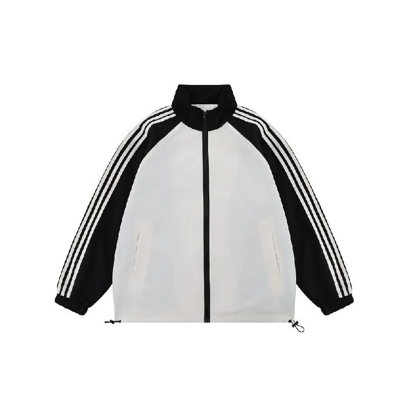 Casual Striped Polyester Jacket-0