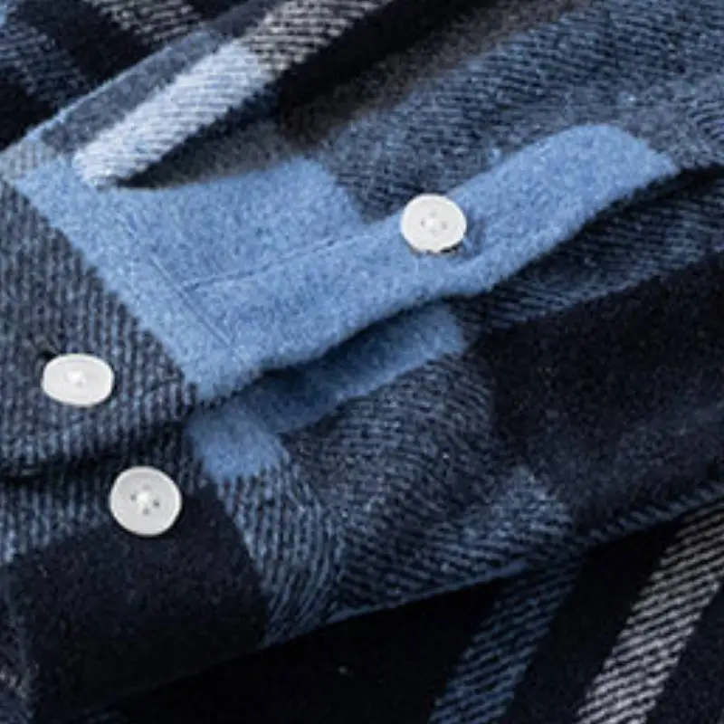 Casual Plaid Cotton Blended Fabric Shirt-3