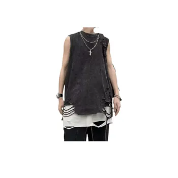 Washed Sleeveless T Shirt