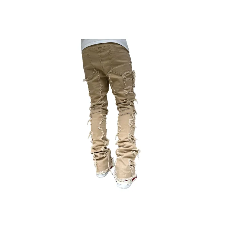 Stretch Patch Denim Straight Pants-3