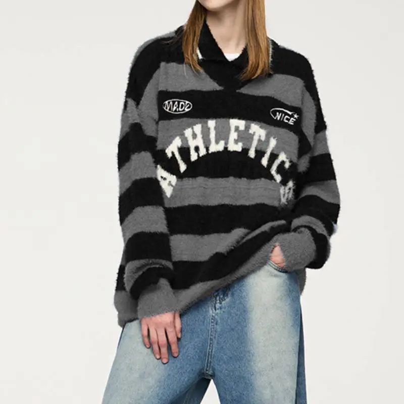 Casual Striped Nylon Sweater-6