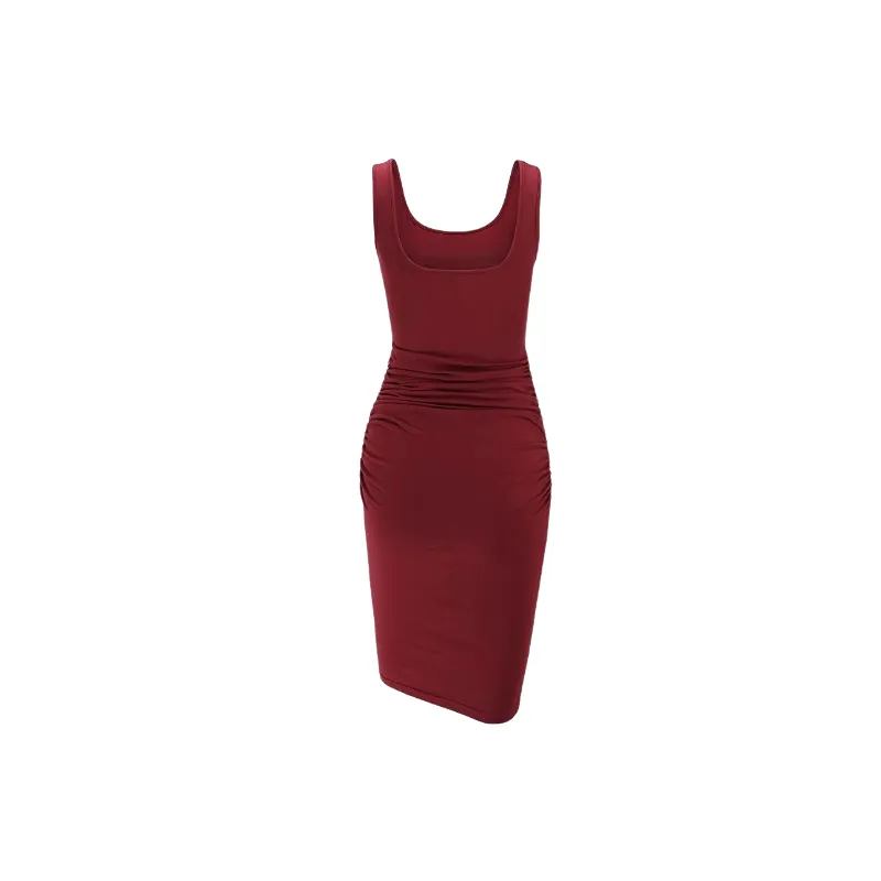 Casual Plicated Cotton Slip Dress Women-1