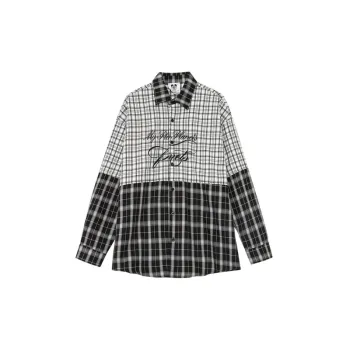 Plaid Stitching Printed Long Sleeve Shirt