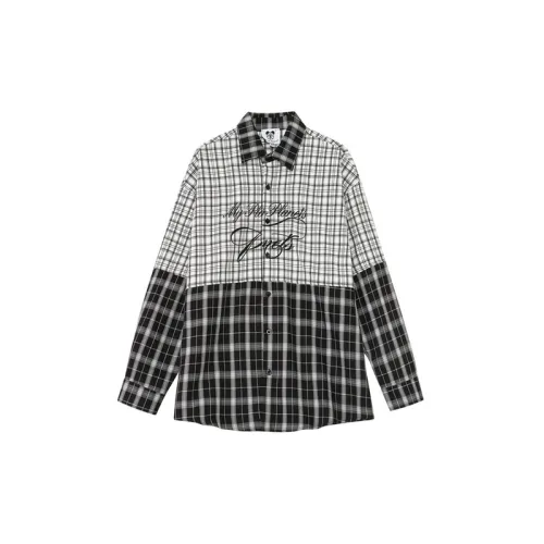 Plaid Stitching Printed Long Sleeve Shirt