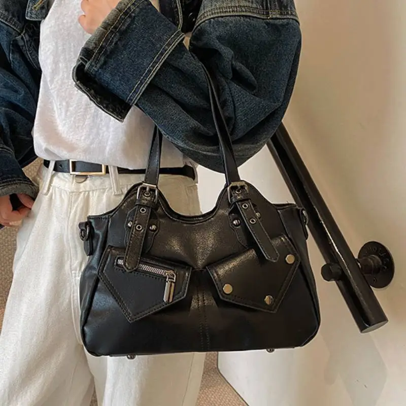 Contrast Color Retro Shoulder Bag-13
