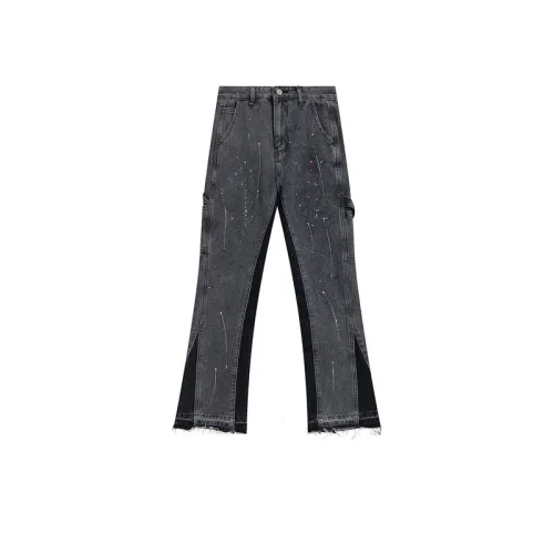 Microlar High Street Loose Washed Old Splash Ink Stitching Vibe Trousers