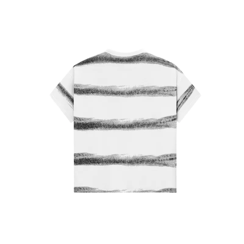 Fashionable Striped Blended Synthetic Fabrics T-Shirt-1