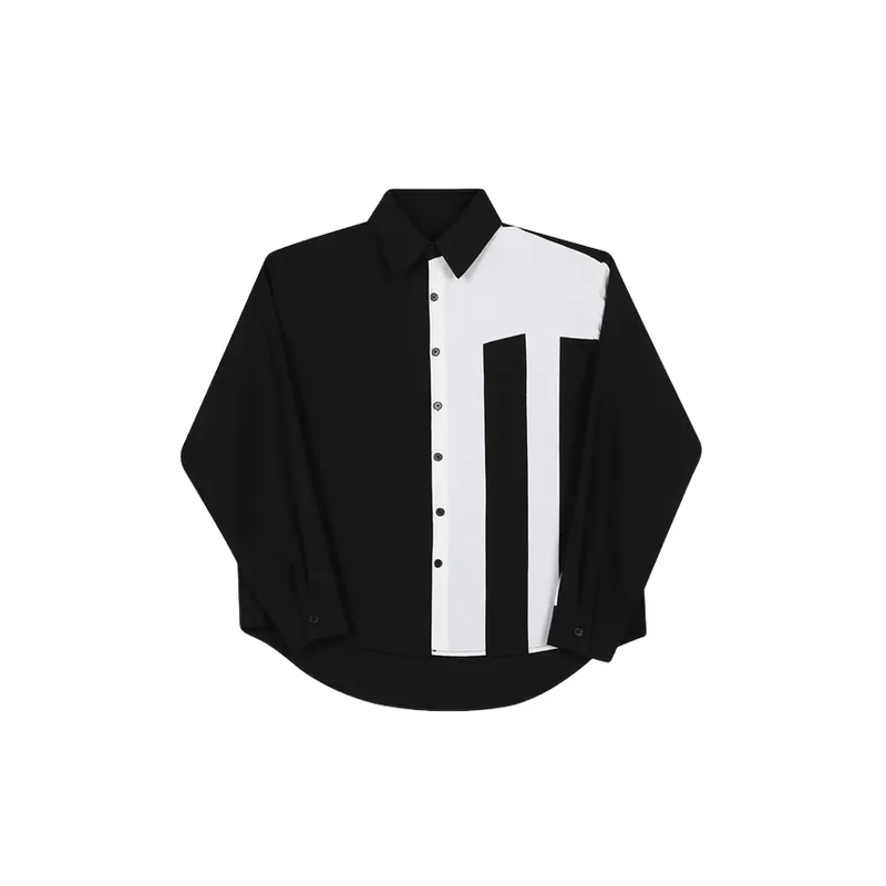 Trendy Niche Design Black And White Shirt-0