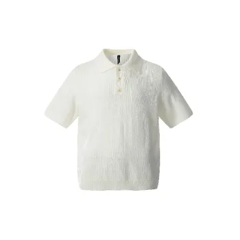 Fashionable Hollow Out Blended Synthetic Fabrics Polo