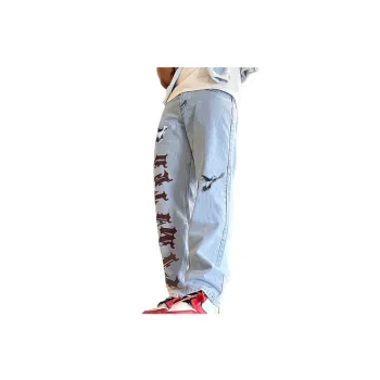 Loose Straight Printed Jeans