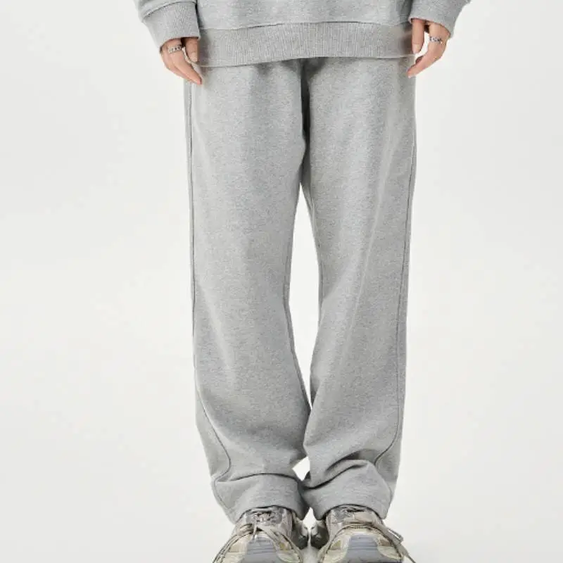Simple Plain Cotton Casual Pants Unisex-5