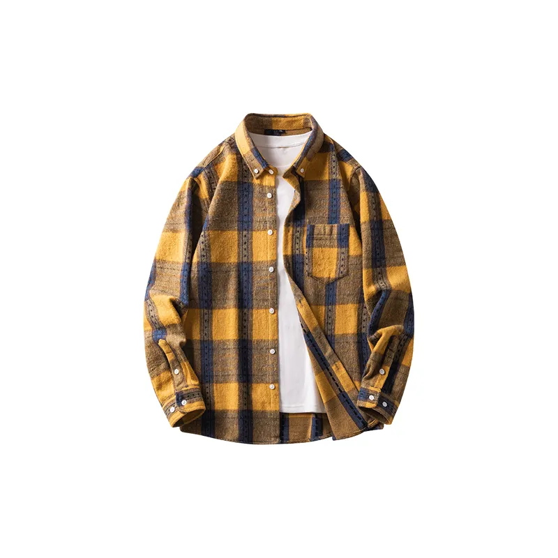 Casual Plaid Cotton Blended Fabric Shirt-8