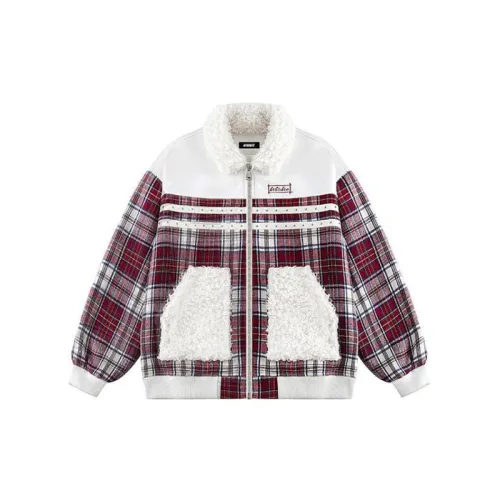 Retro Plaid Stitching and Fleece-lined Cotton Coat