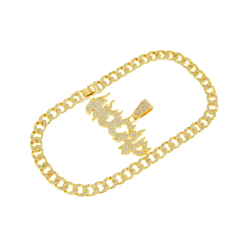Full Diamond Letter Pendant Necklace
