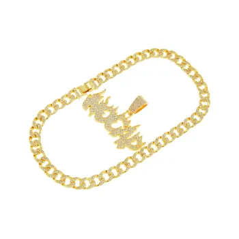 Full Diamond Letter Pendant Necklace